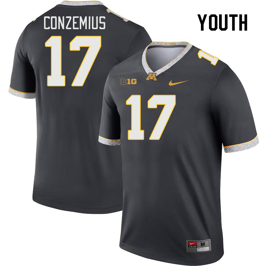 Youth #17 Cade Conzemius Minnesota Golden Gophers College Football Jerseys Stitched-Charcoal